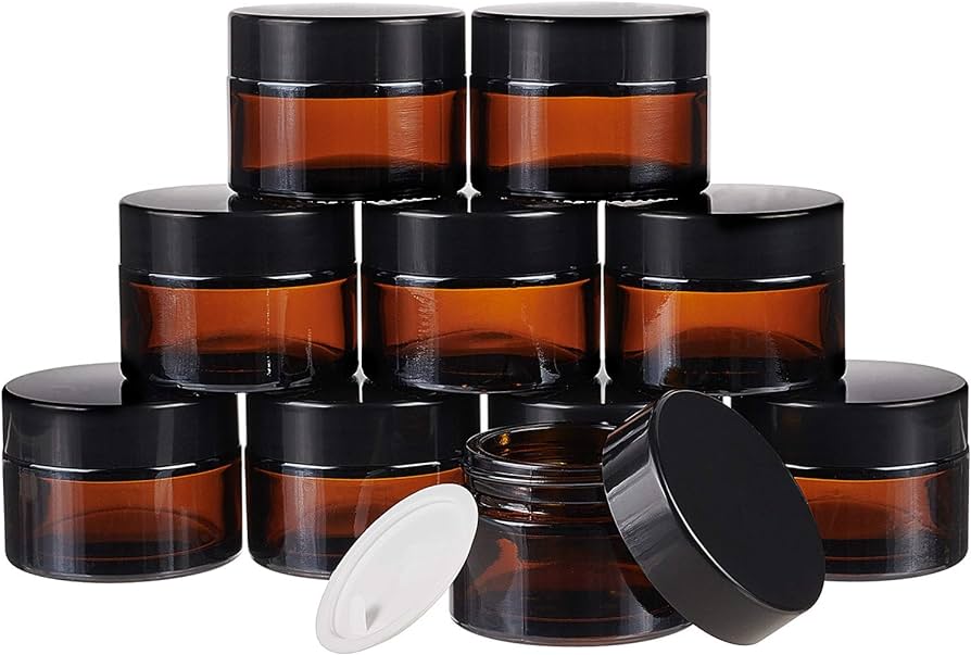 Tarro Vidrio Amber c/Tapa Negra - 30g
