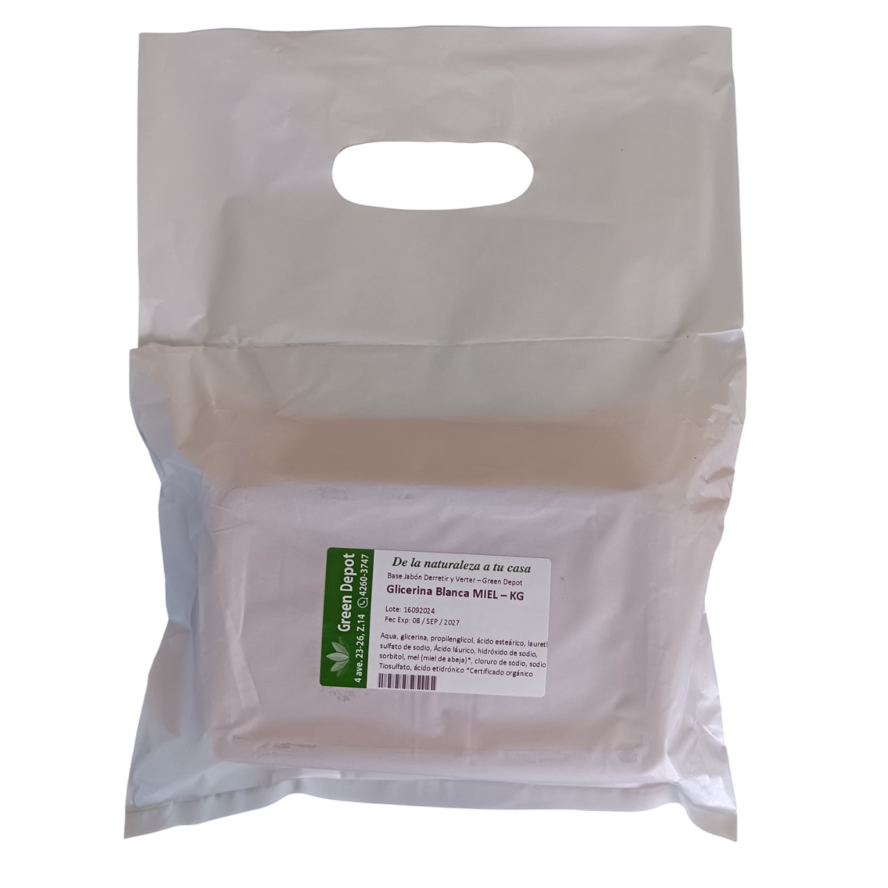 Base Jabon Glicerina MIEL Organica - Green Depot