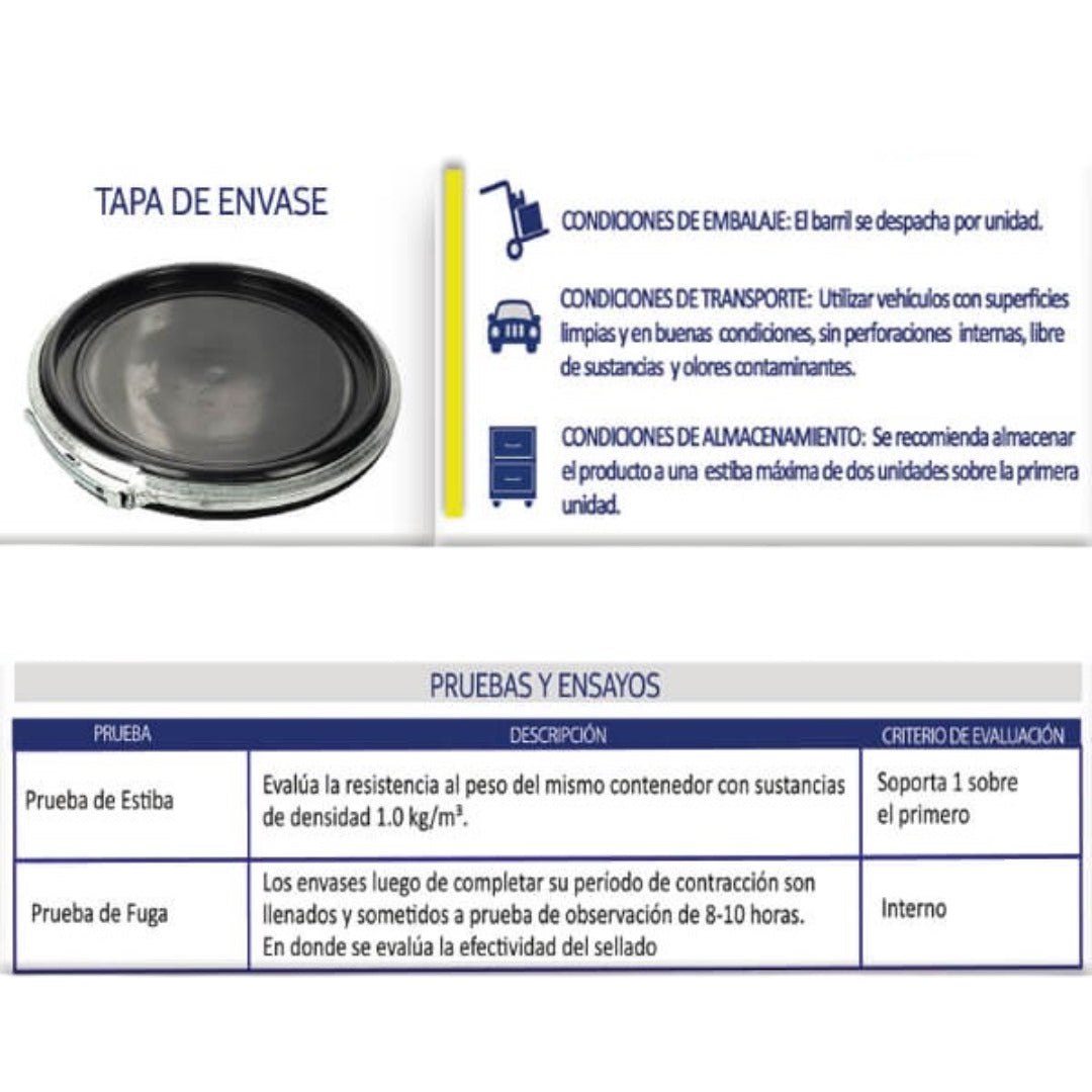Tonel Barril Boca Ancha Hermetico - 220 litros