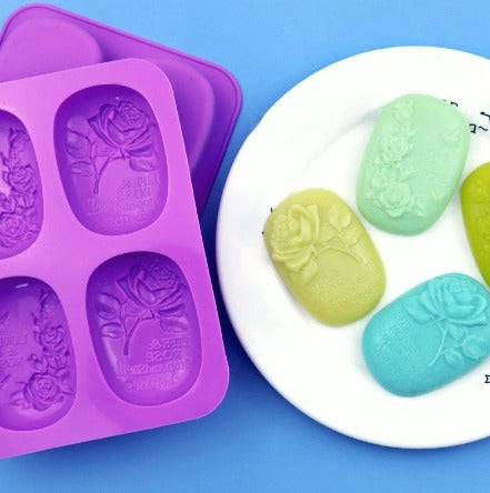 Molde Jabon Rosa Estampada Doble 105g