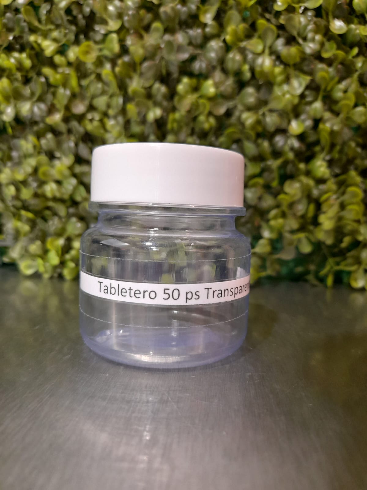 Frasco Pastillero PVC-MK transparente con tapa - 50 capsulas