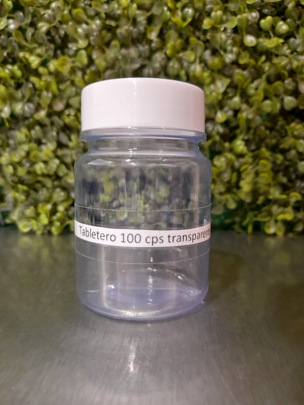 Frasco Pastillero PVC-MK transparente con tapa - 100 capsulas