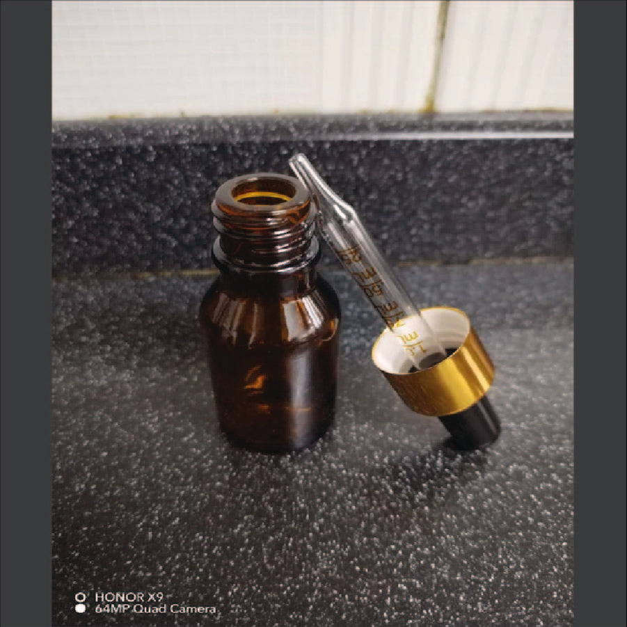 Gotero Vidrio Amber c/pipeta vidrio T/gold,Plata - 15ml