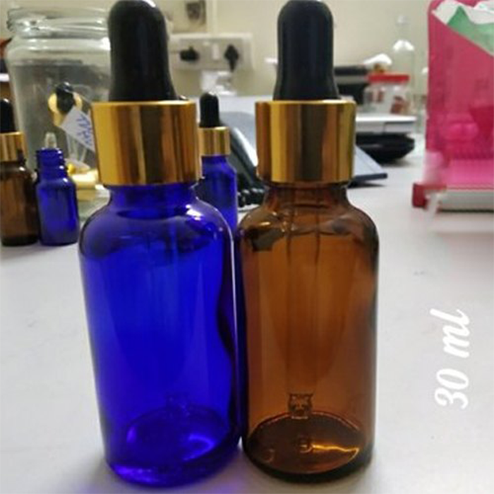 Gotero Vidrio Amber c/pipeta vidrio T/gold,Plata - 50ml