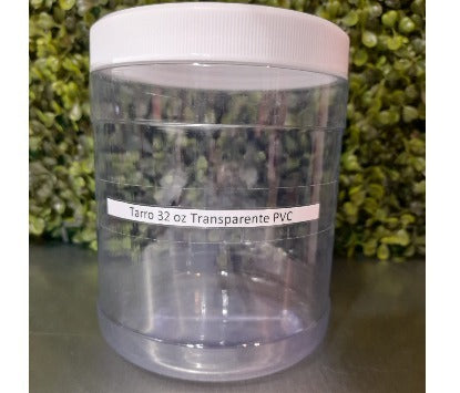 Tarro Plastico PVC CLEAR T/negra, Blanca - 32oz